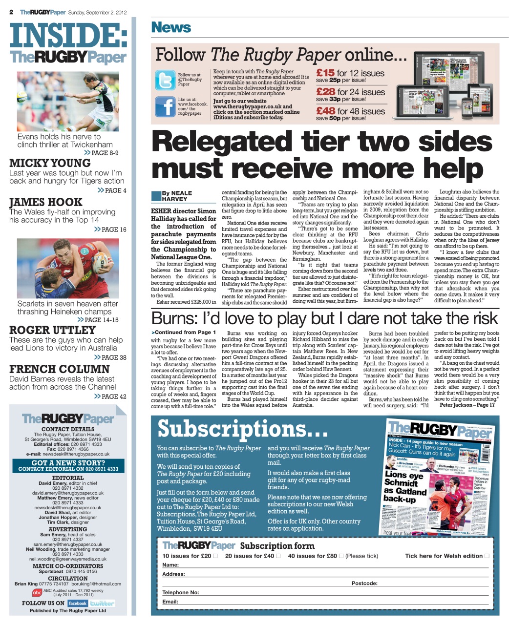 The Rugby Paper Preview Pages