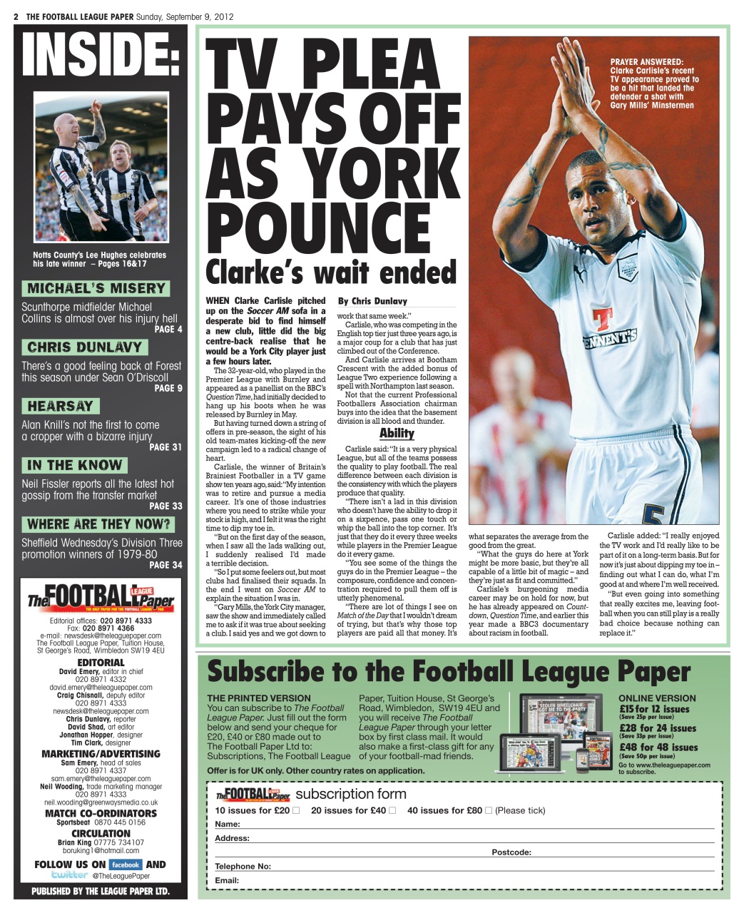 The Football League Paper Preview Pages