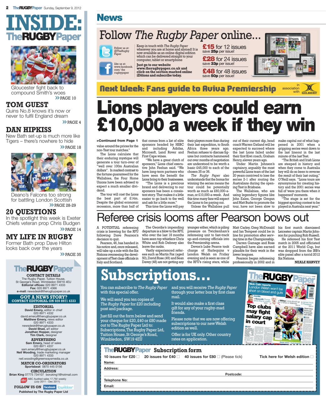 The Rugby Paper Preview Pages