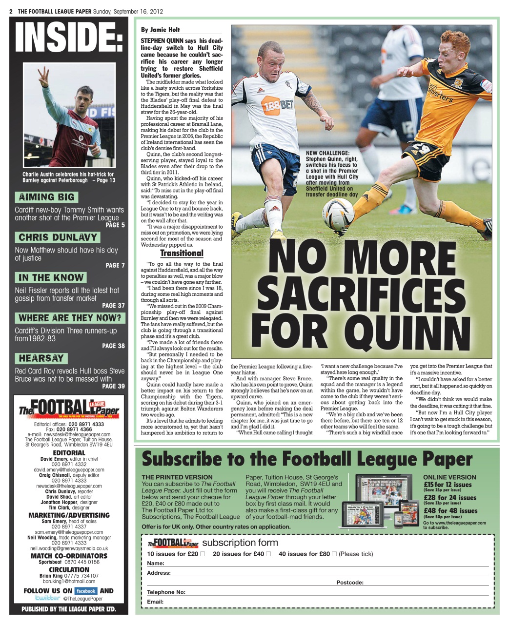 The Football League Paper Preview Pages