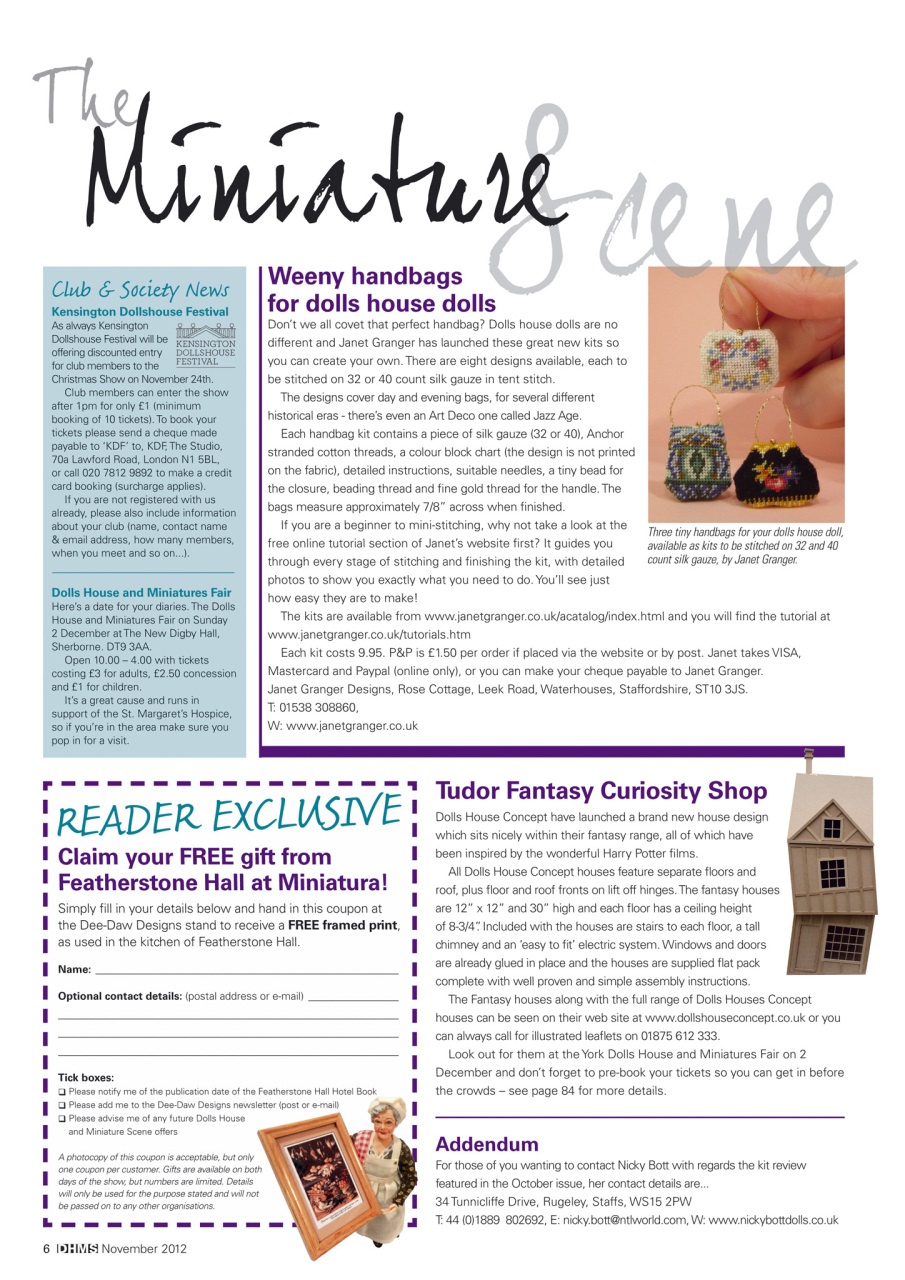 Dolls House and Miniature Scene Preview Pages