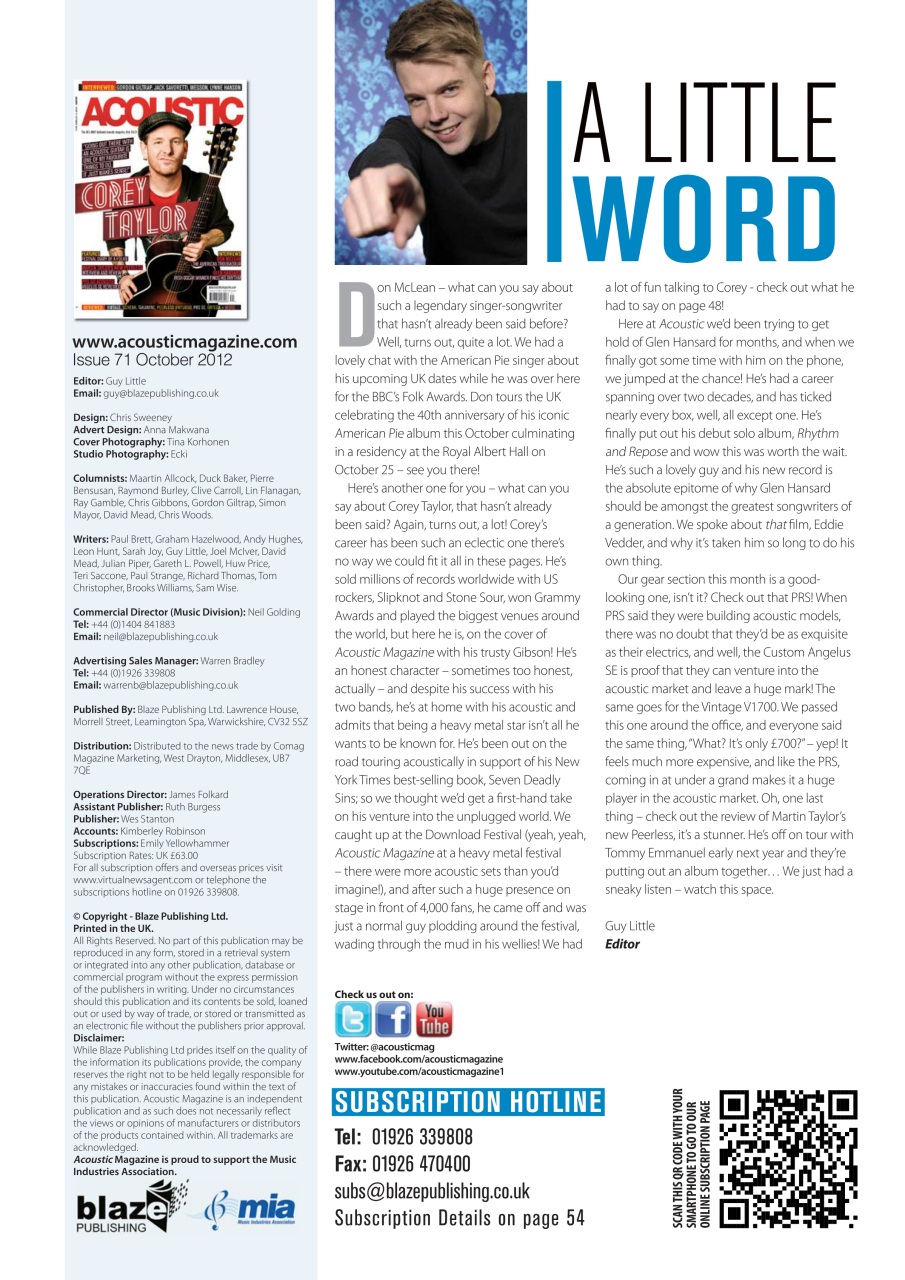 Acoustic Preview Pages