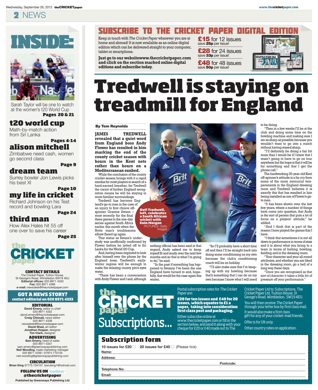 The Cricket Paper Preview Pages