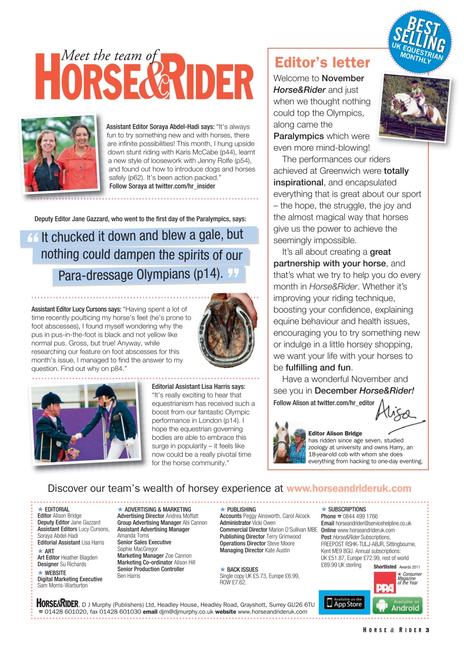 Horse&Rider Magazine - UK equestrian magazine for Horse and Rider Preview Pages