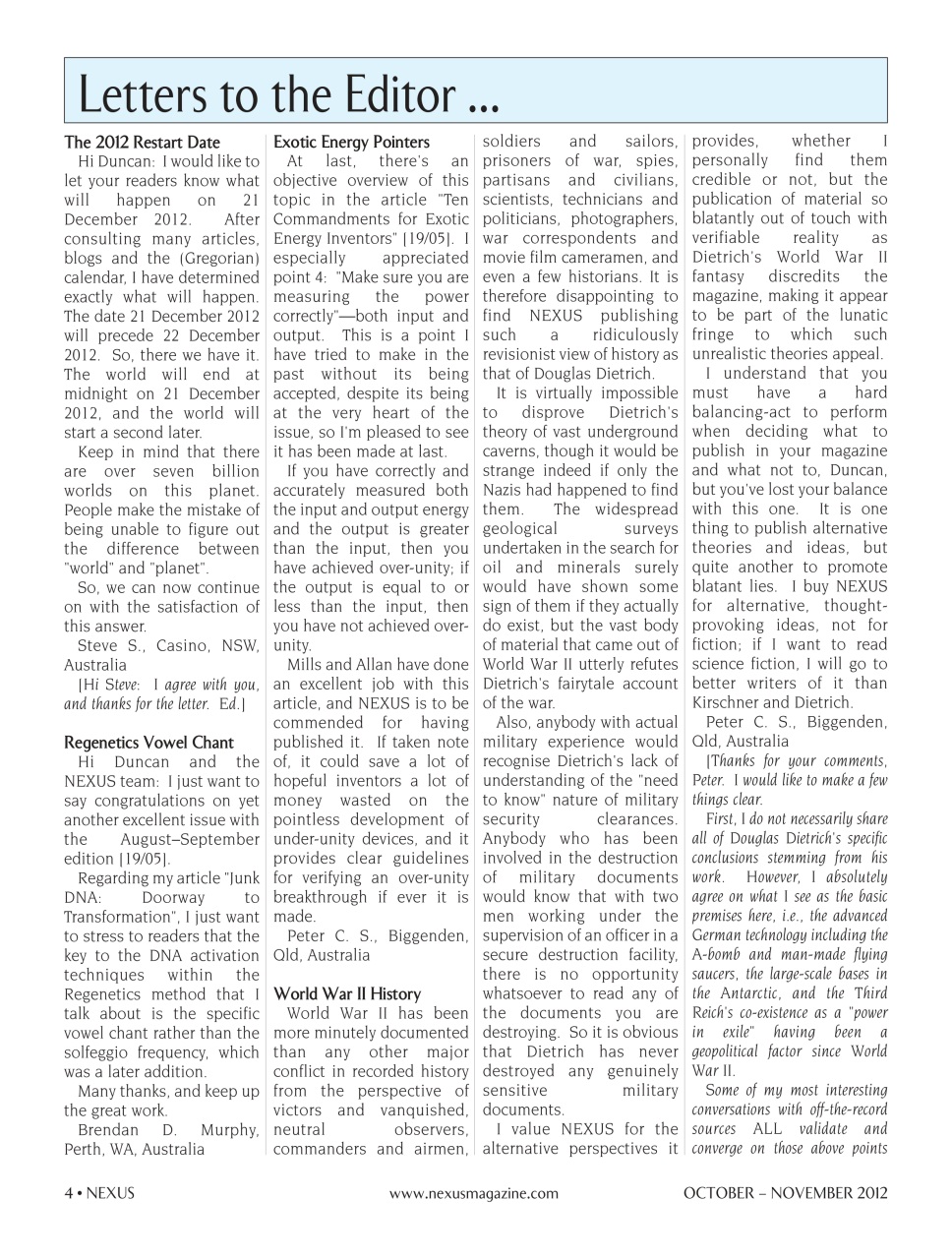 Nexus Magazine Preview Pages