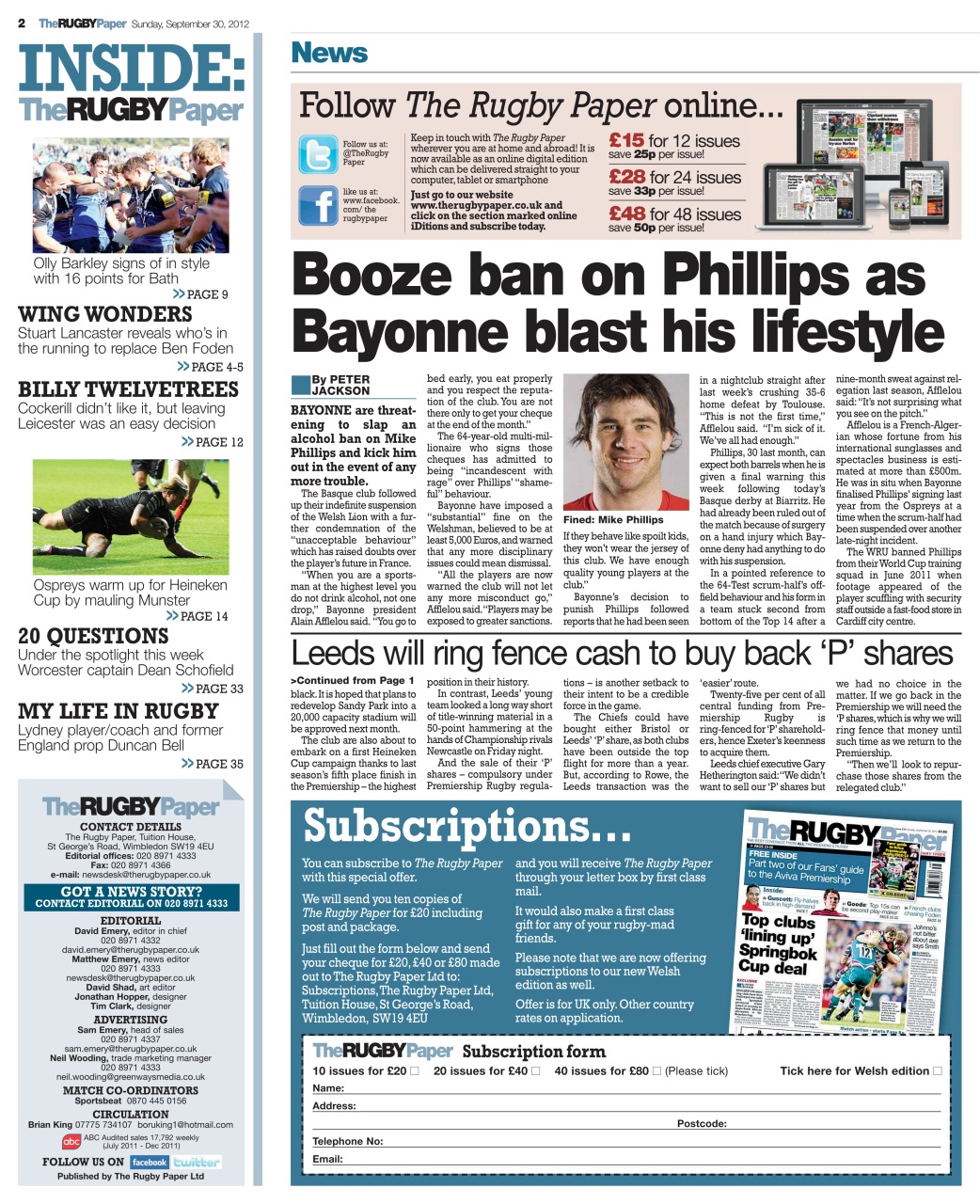 The Rugby Paper Preview Pages