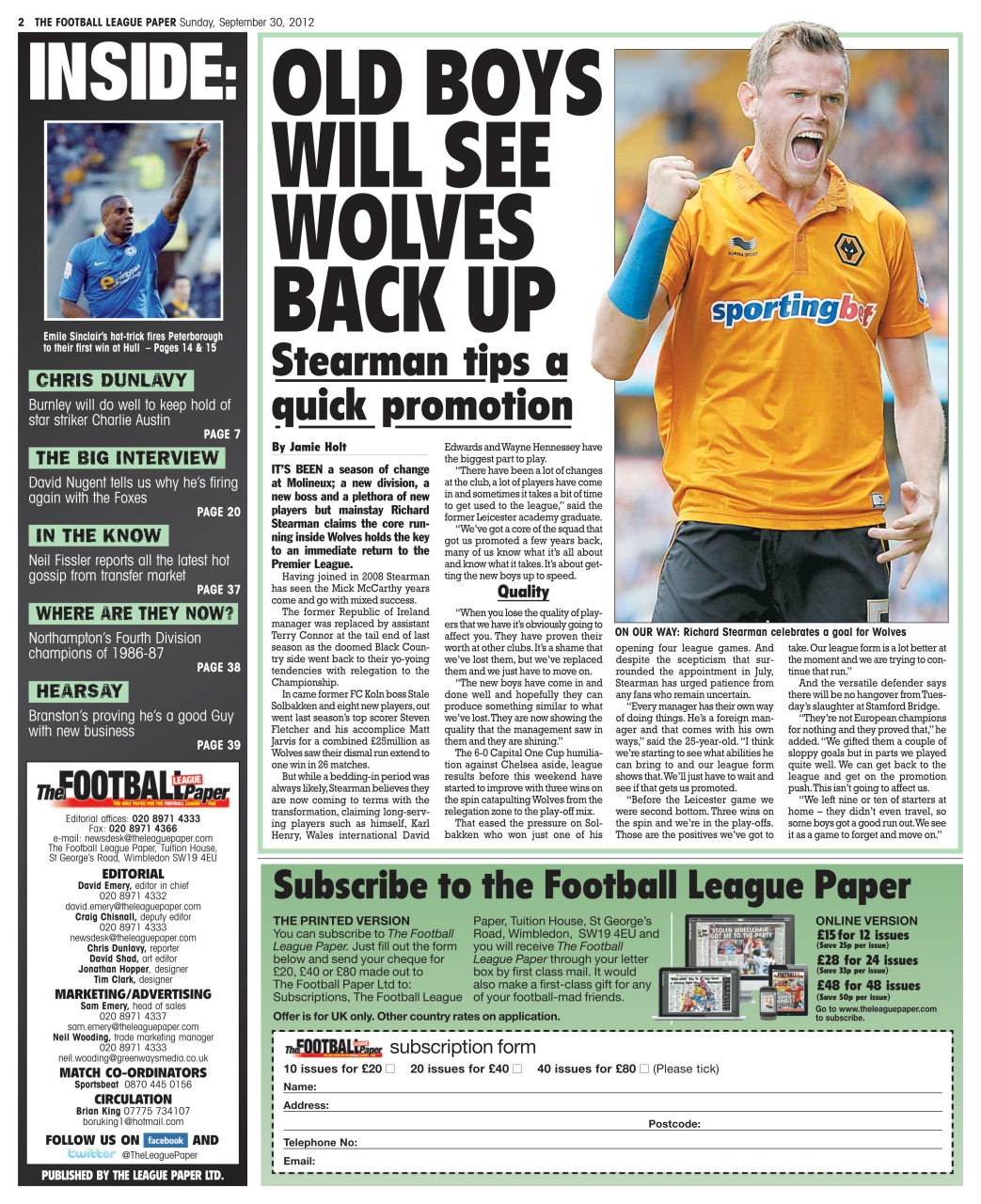 The Football League Paper Preview Pages