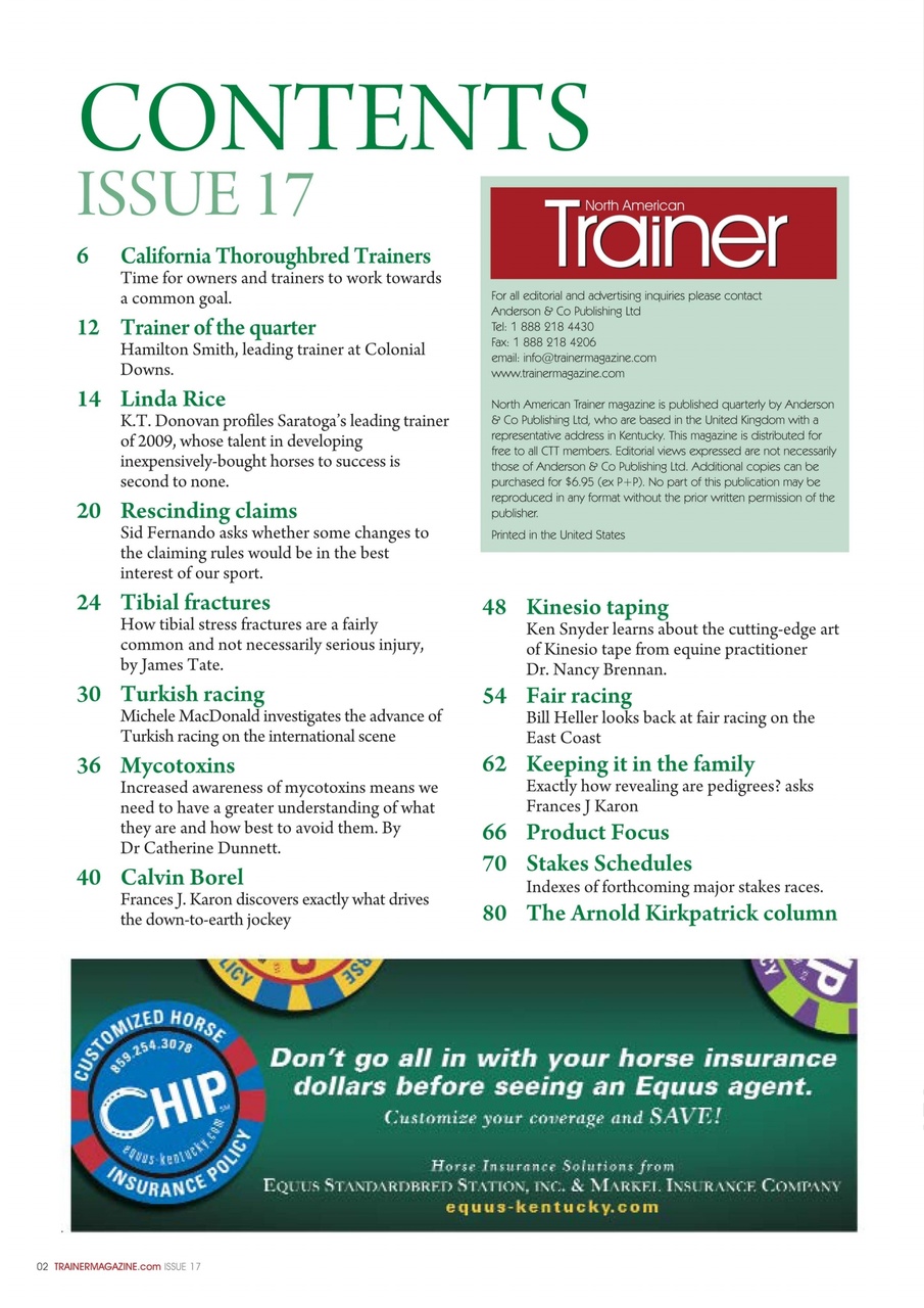 North American Trainer Magazine - horse racing Preview Pages