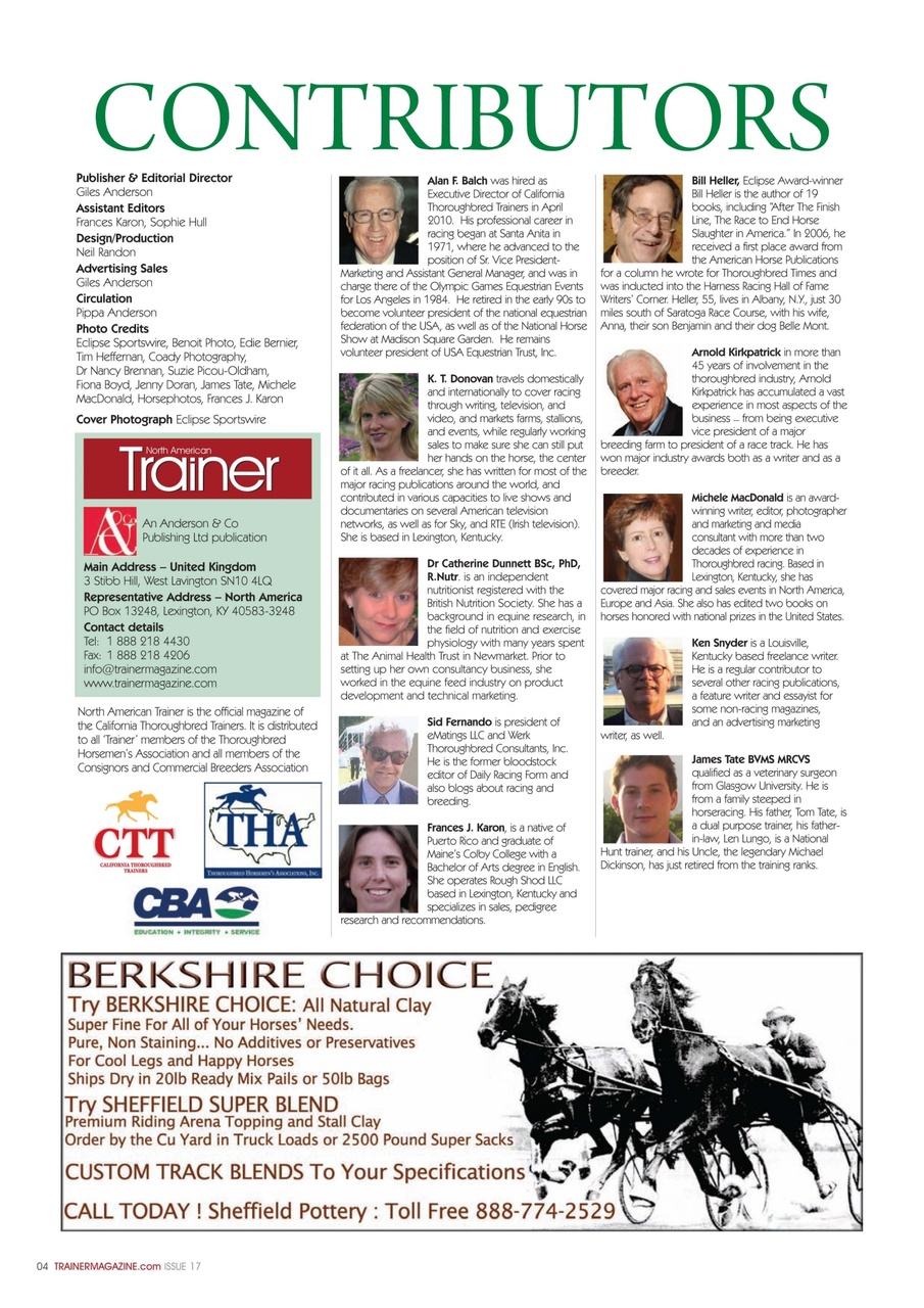 North American Trainer Magazine - horse racing Preview Pages