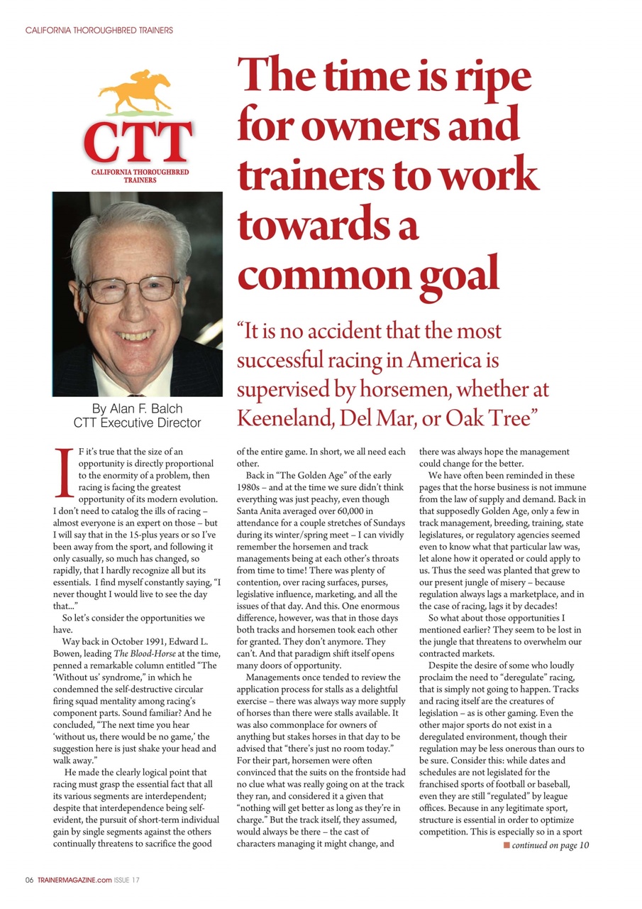 North American Trainer Magazine - horse racing Preview Pages