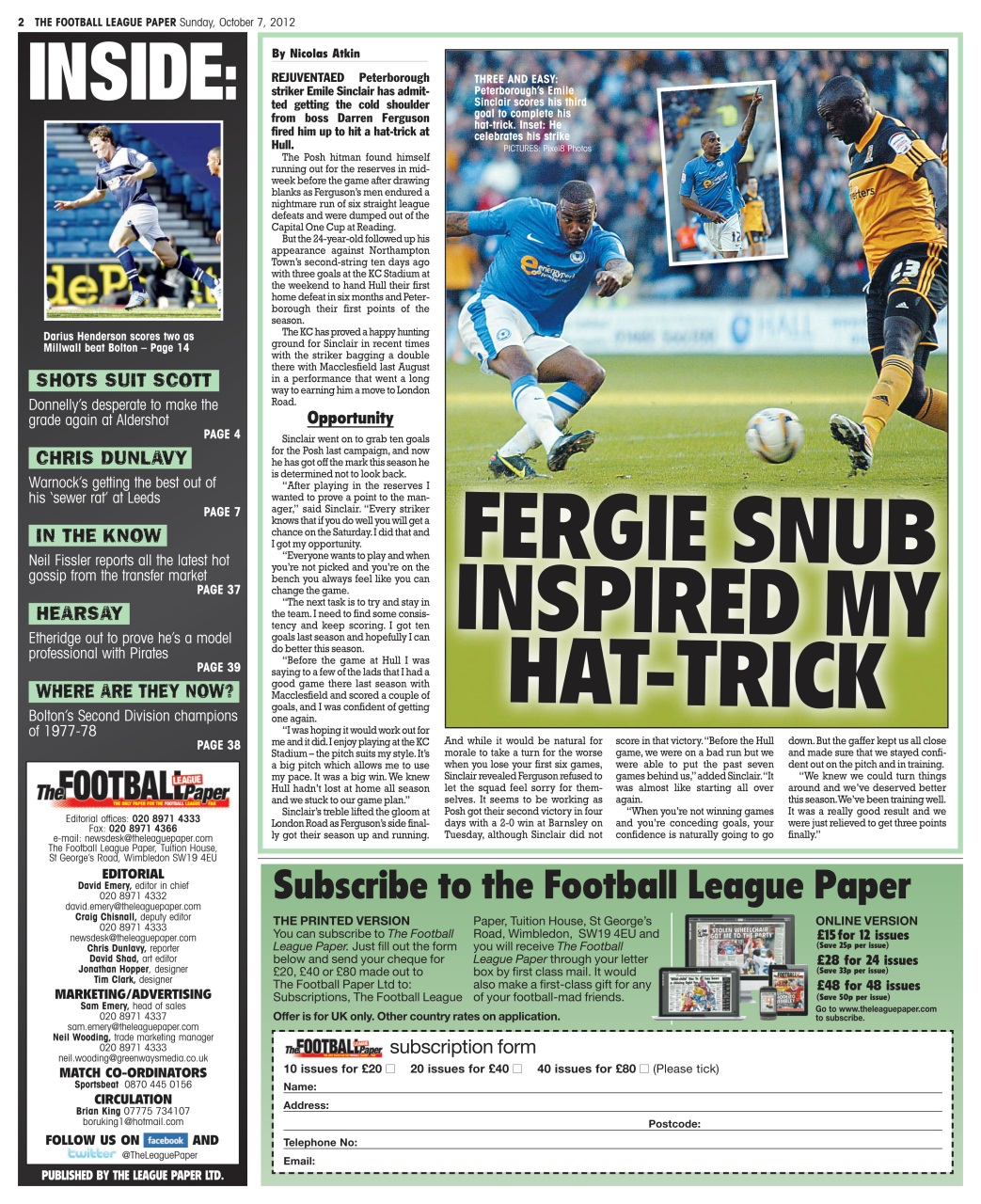 The Football League Paper Preview Pages