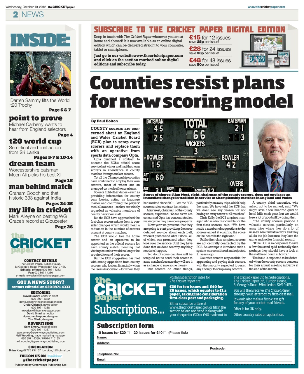 The Cricket Paper Preview Pages