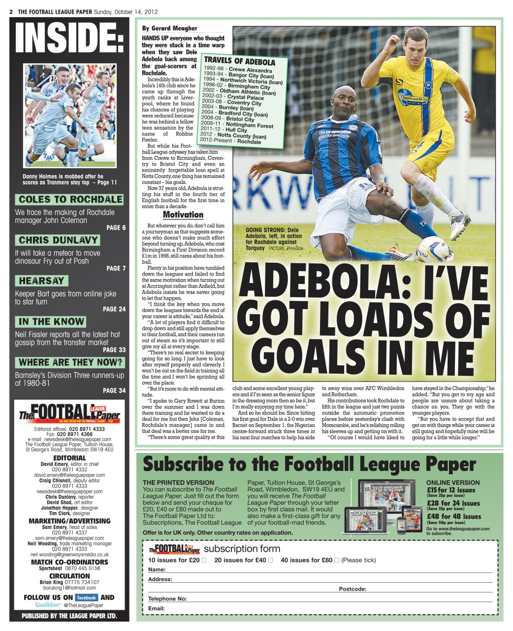 The Football League Paper Preview Pages