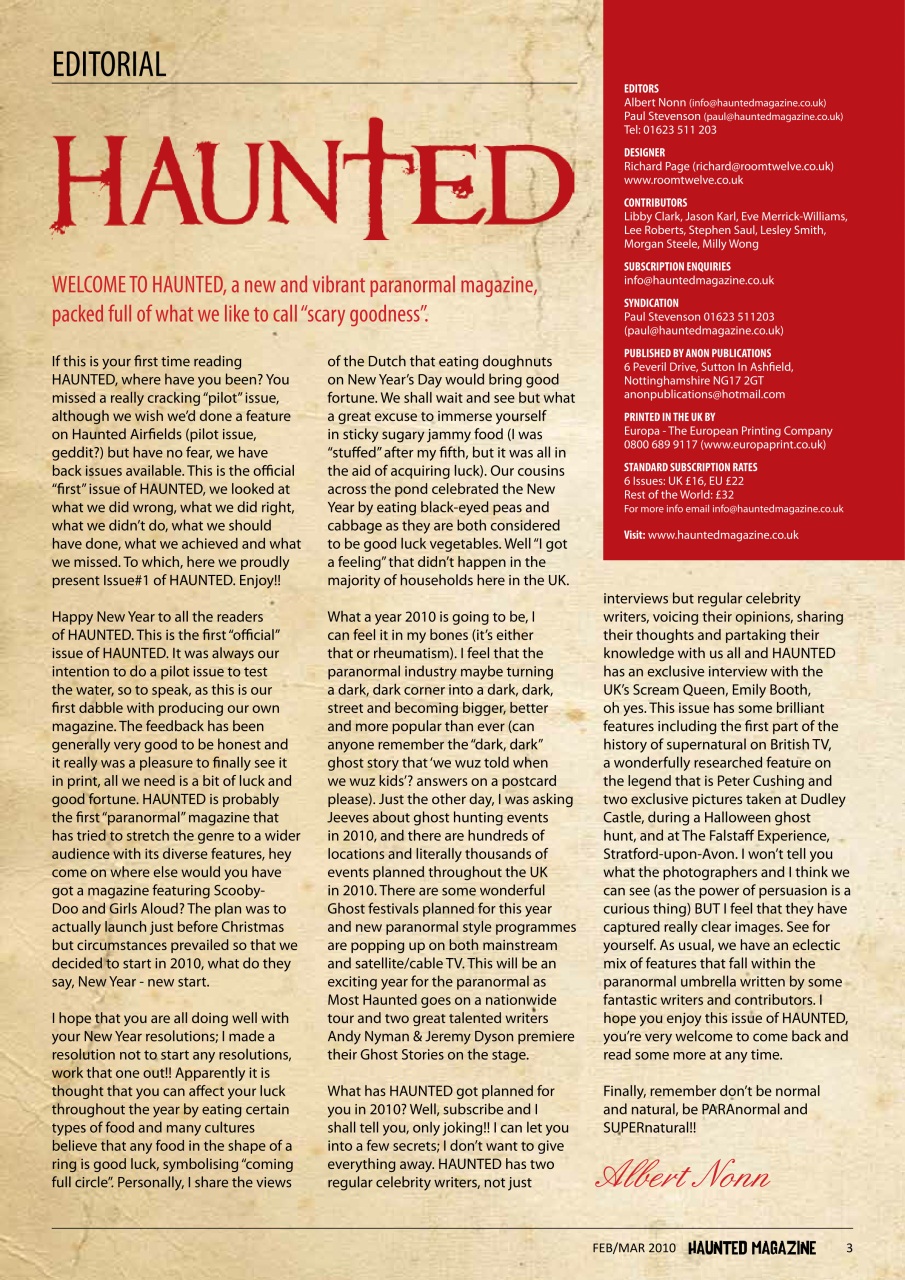 Haunted Magazine Preview Pages