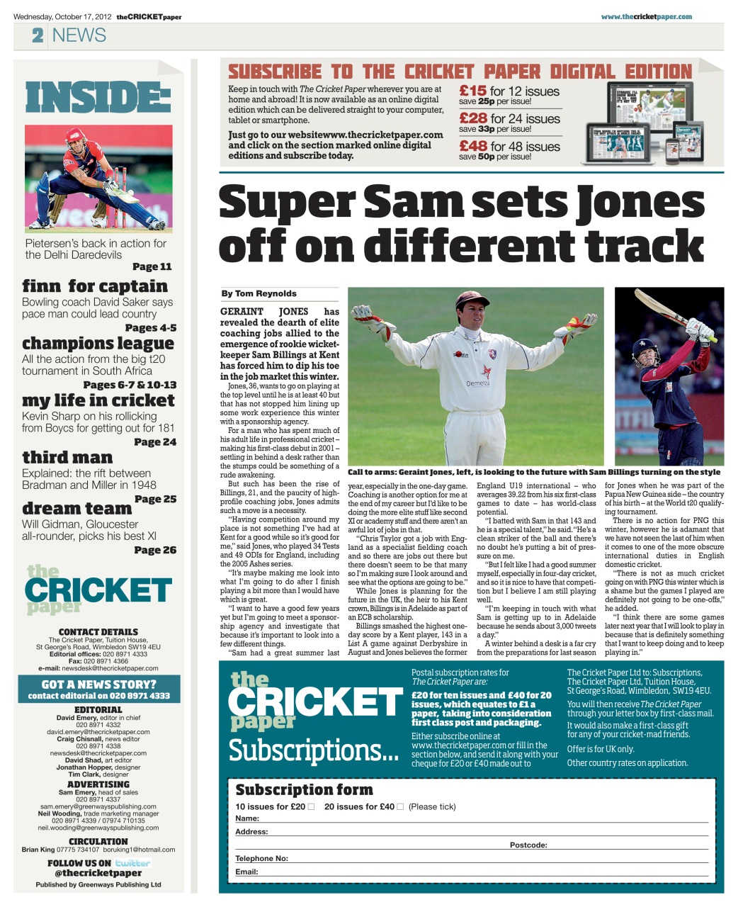 The Cricket Paper Preview Pages