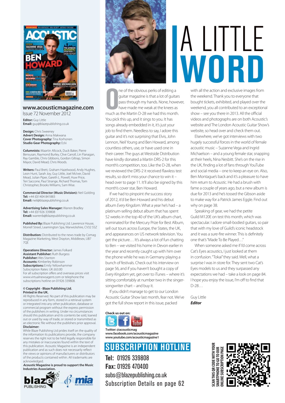 Acoustic Preview Pages