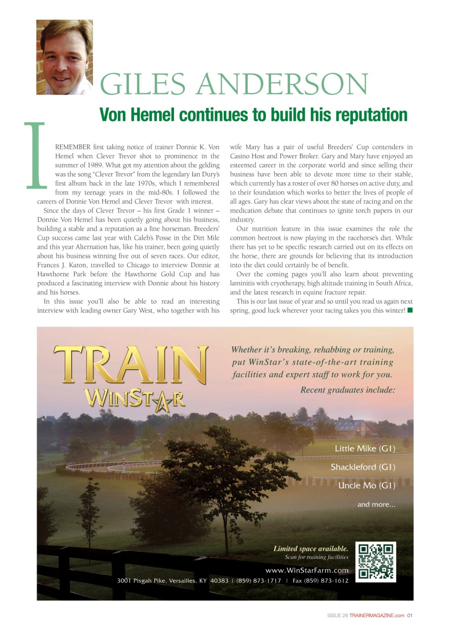 North American Trainer Magazine - horse racing Preview Pages