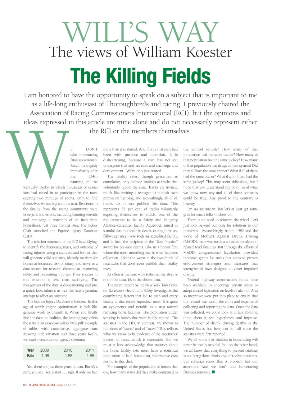 North American Trainer Magazine - horse racing Preview Pages