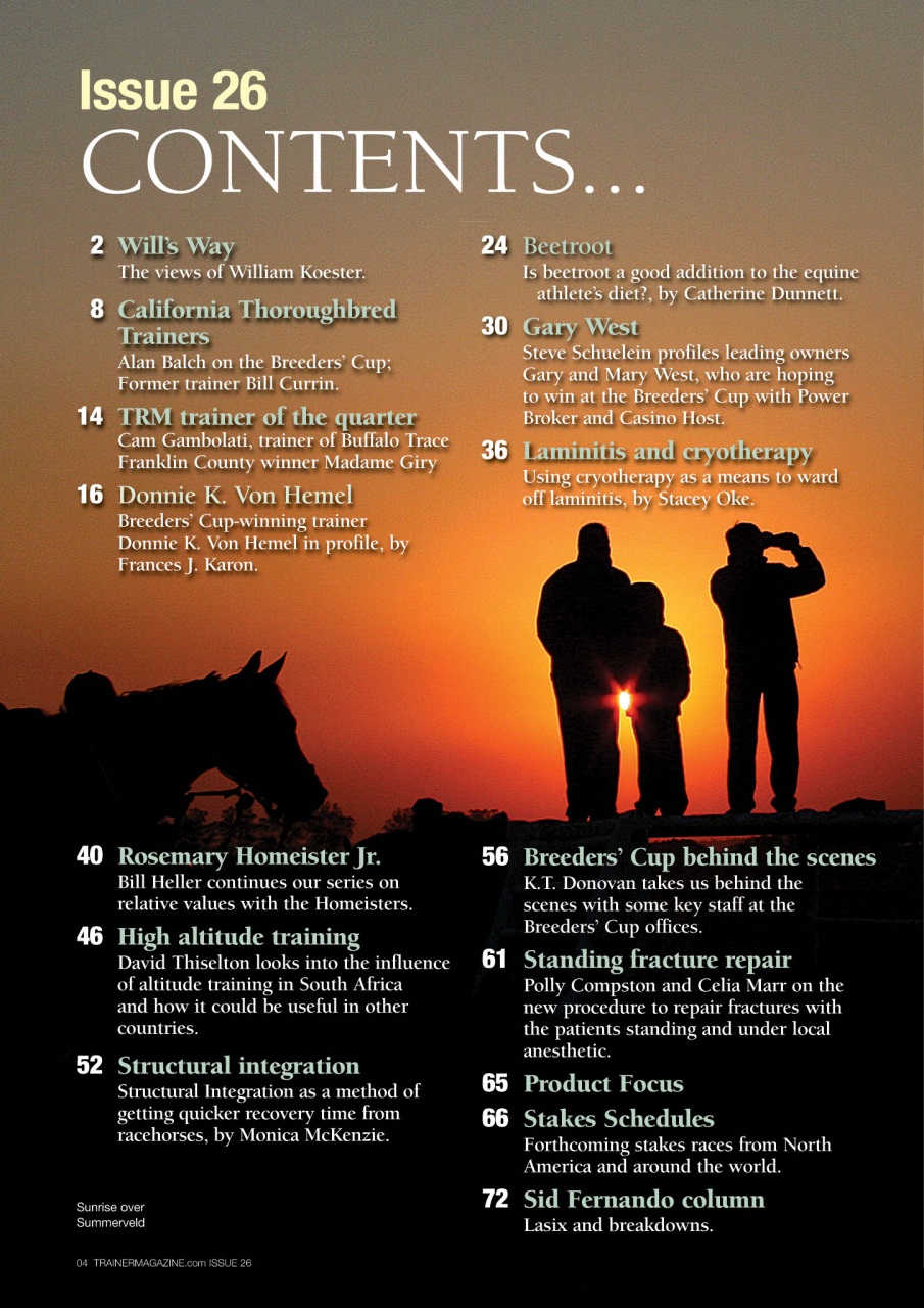 North American Trainer Magazine - horse racing Preview Pages