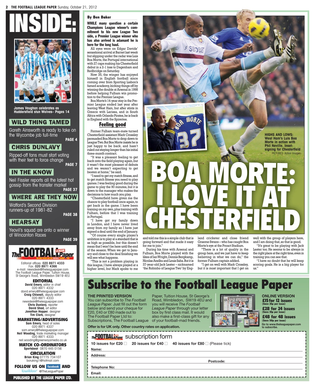 The Football League Paper Preview Pages