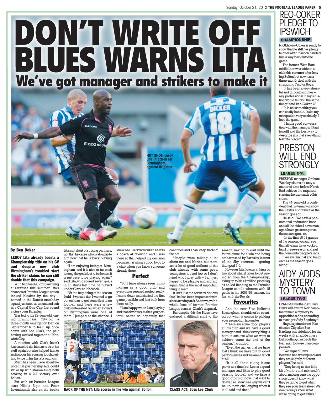 The Football League Paper Preview Pages