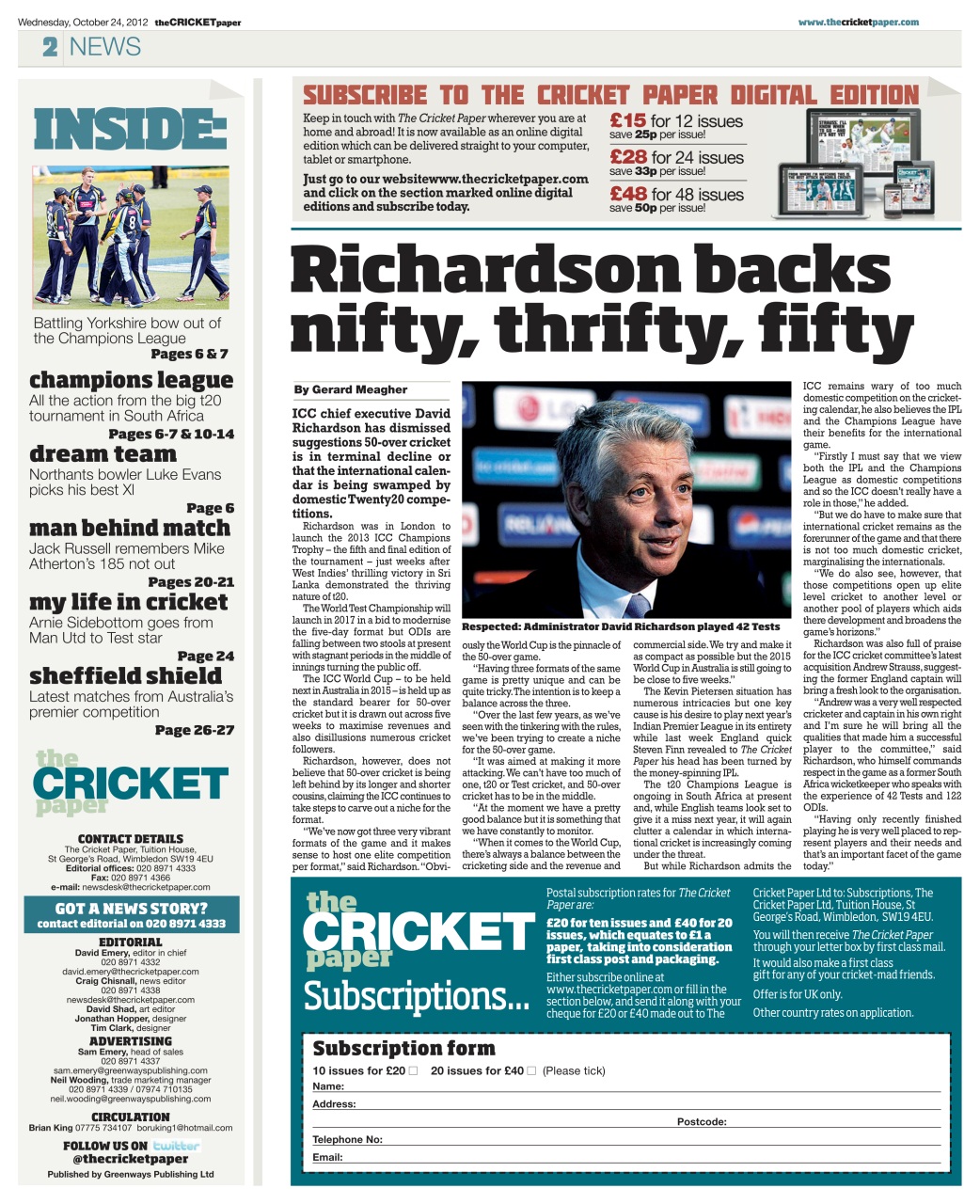 The Cricket Paper Preview Pages