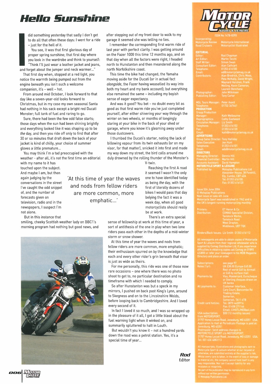 Motorcycle Sport & Leisure Preview Pages