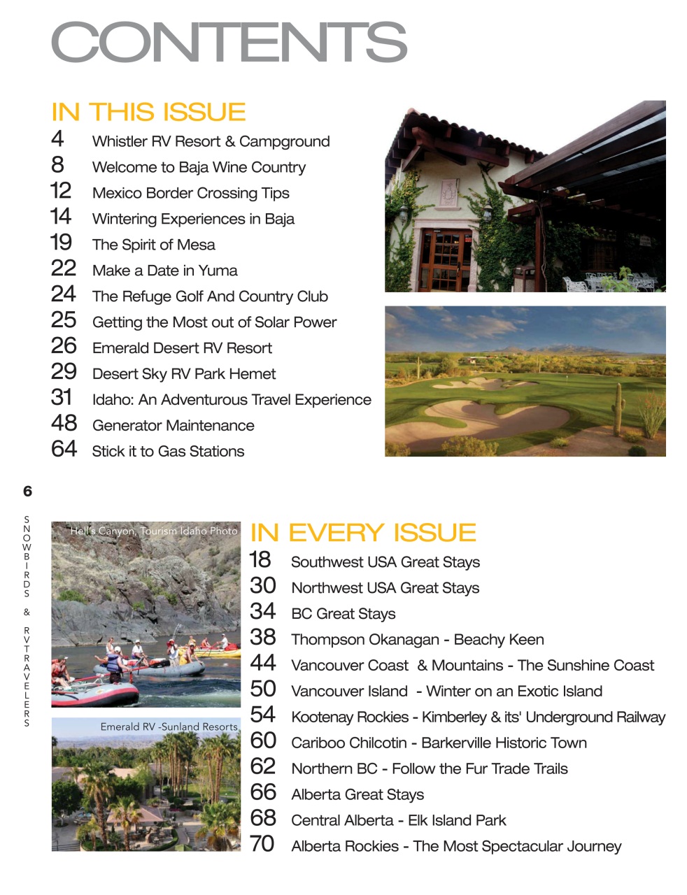 Snowbirds & RV Travelers Preview Pages