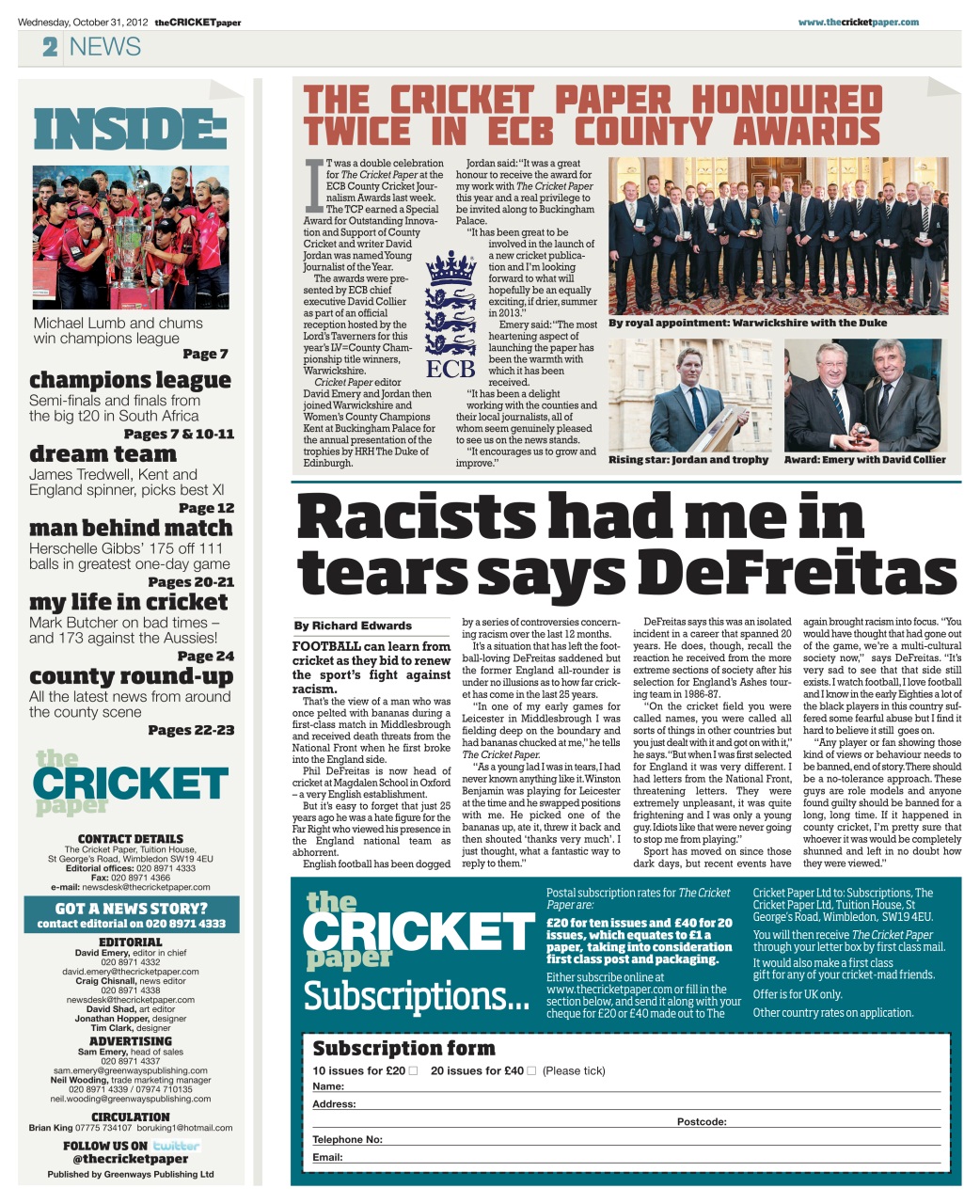 The Cricket Paper Preview Pages