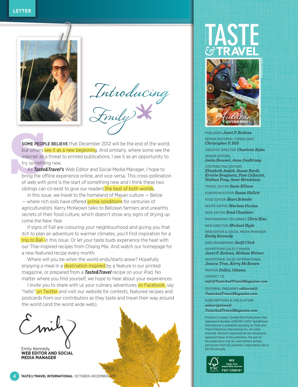 Taste & Travel International Preview Pages