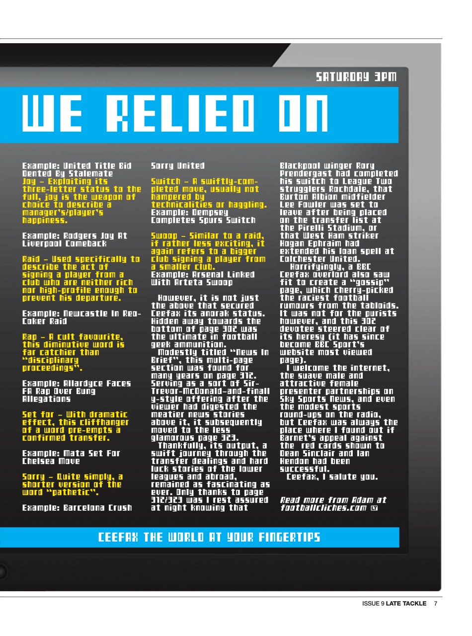 Late Tackle Football Magazine Preview Pages