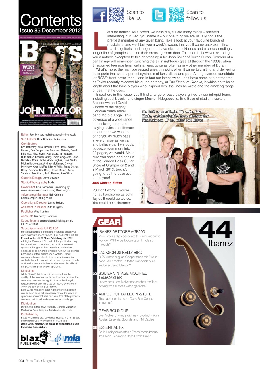Bass Player UK Preview Pages