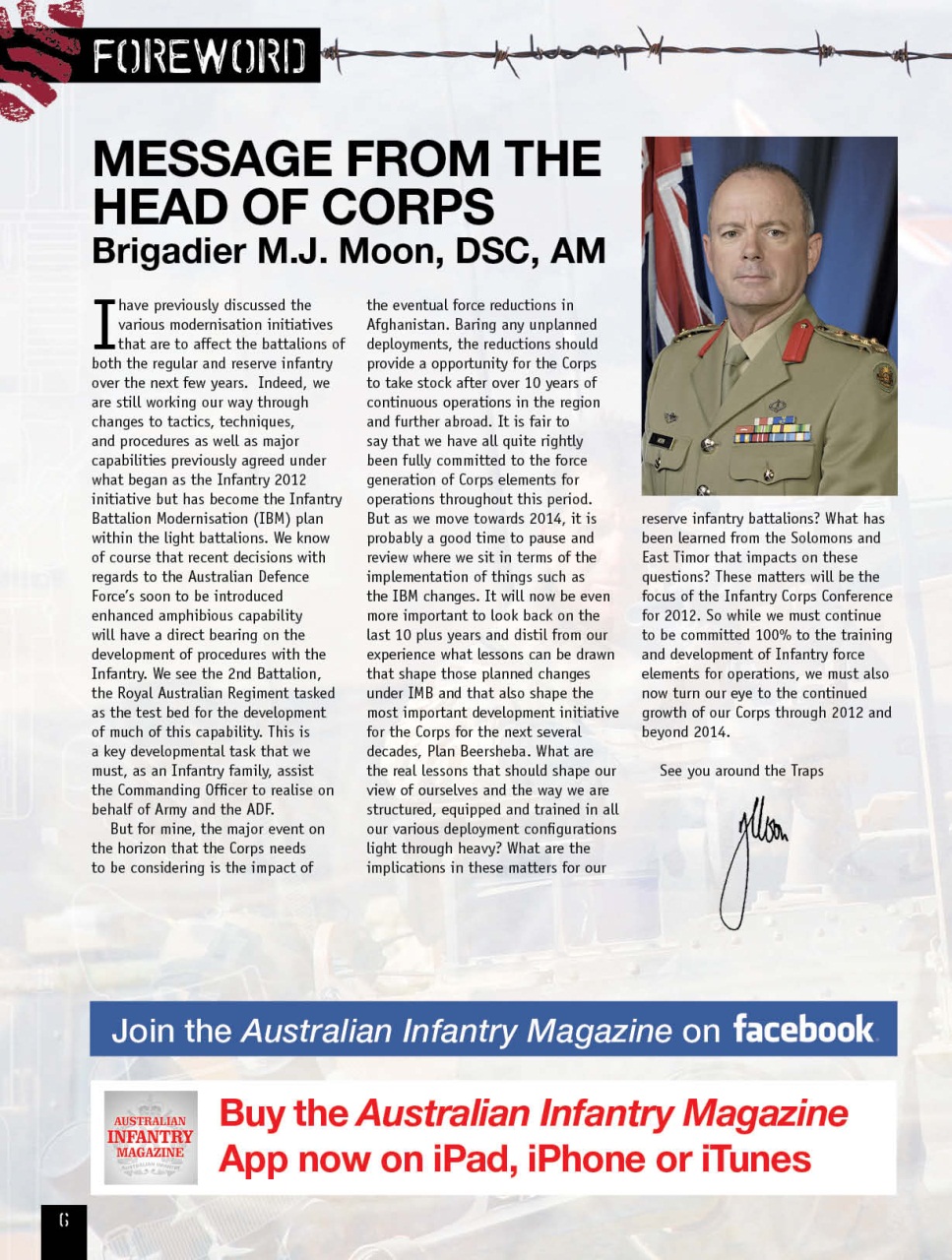 Australian Infantry Magazine Preview Pages