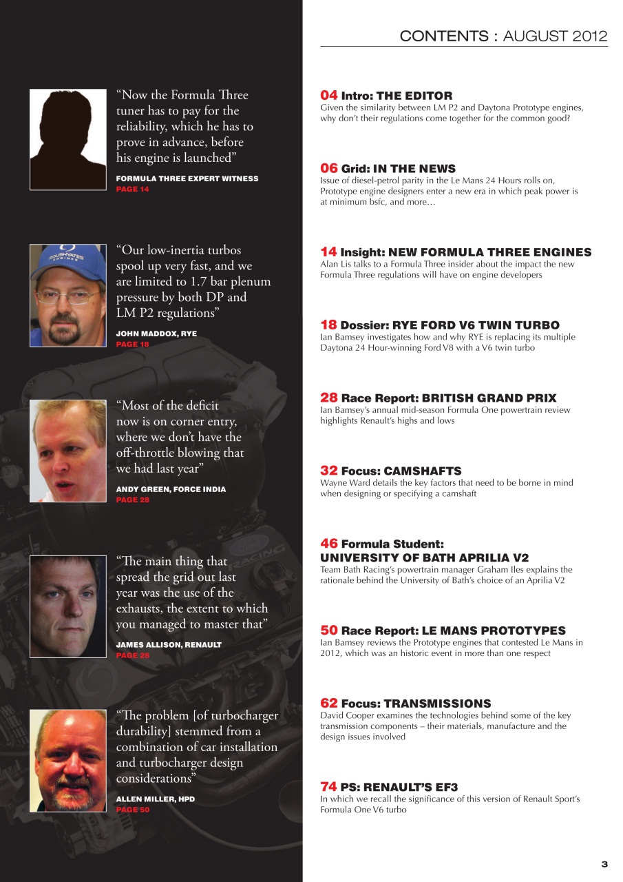 Race Engine Technology Preview Pages