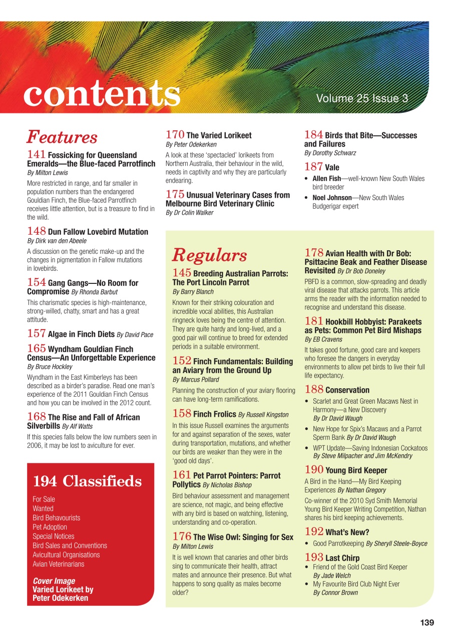 Australian Birdkeeper Magazine Preview Pages