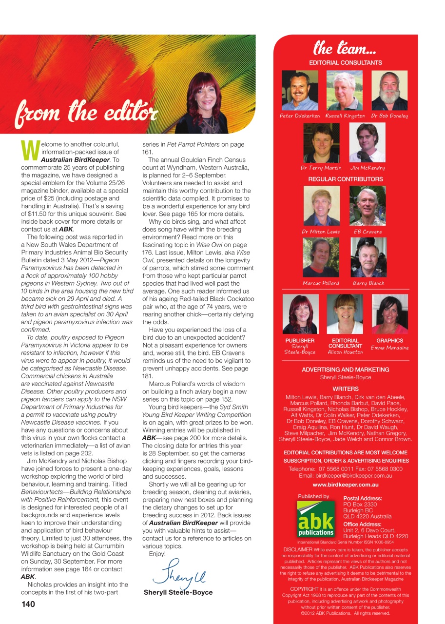 Australian Birdkeeper Magazine Preview Pages