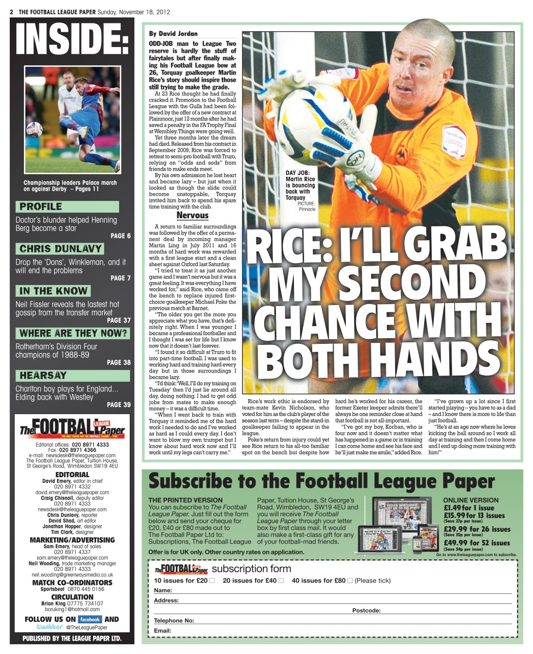 The Football League Paper Preview Pages