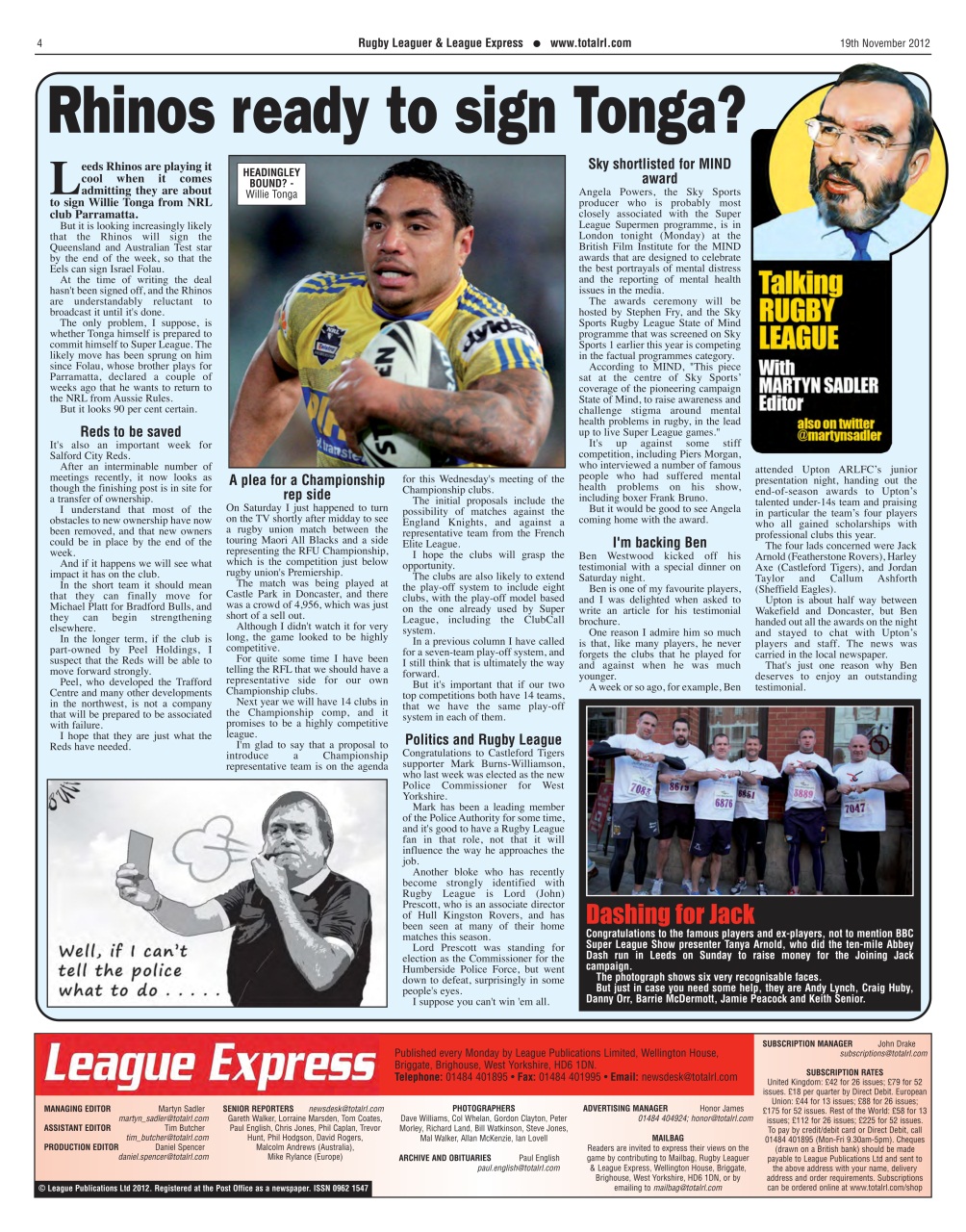 League Express Preview Pages