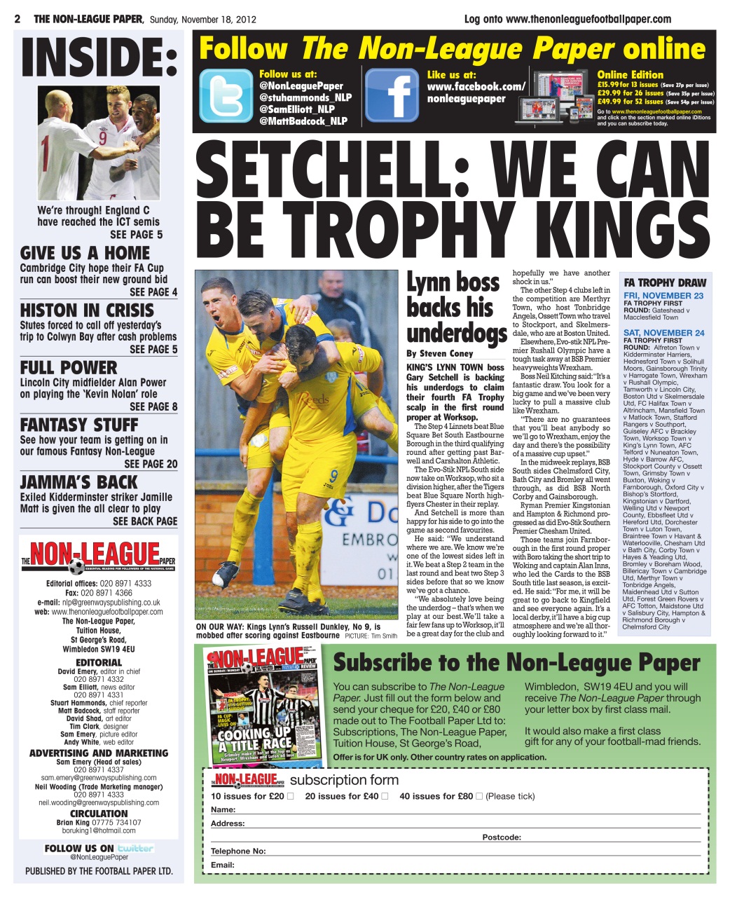 The Non-League Football Paper Preview Pages