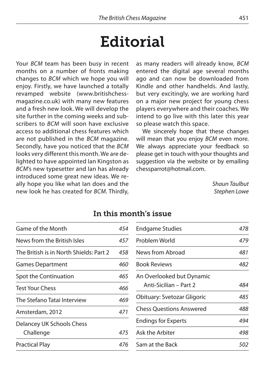 British Chess Magazine Preview Pages