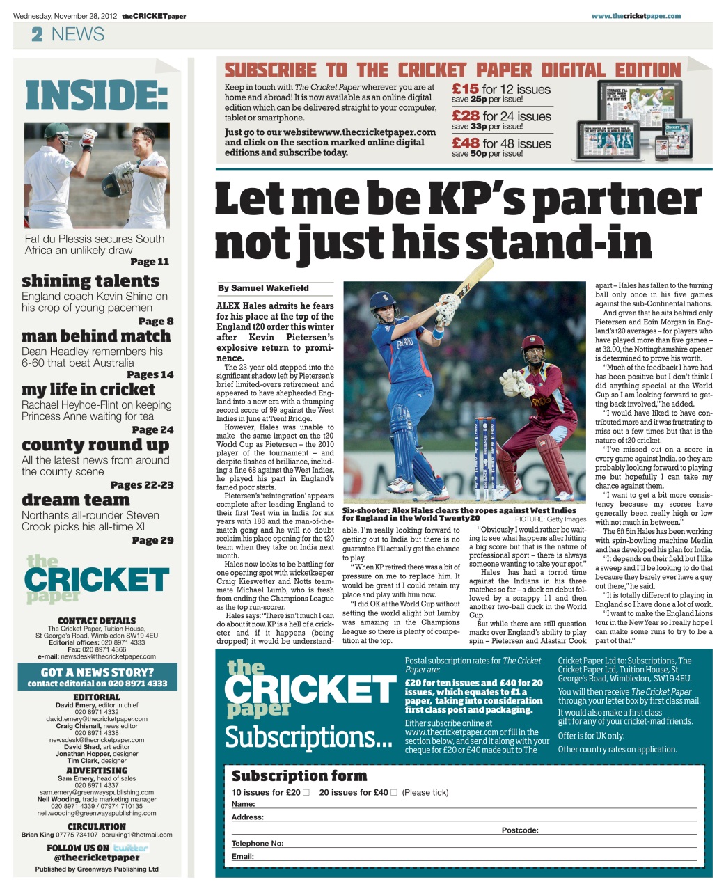 The Cricket Paper Preview Pages