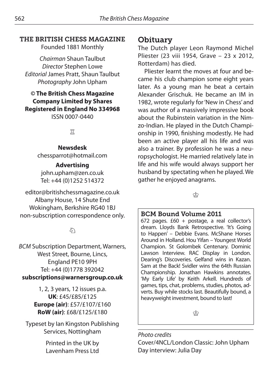 British Chess Magazine Preview Pages