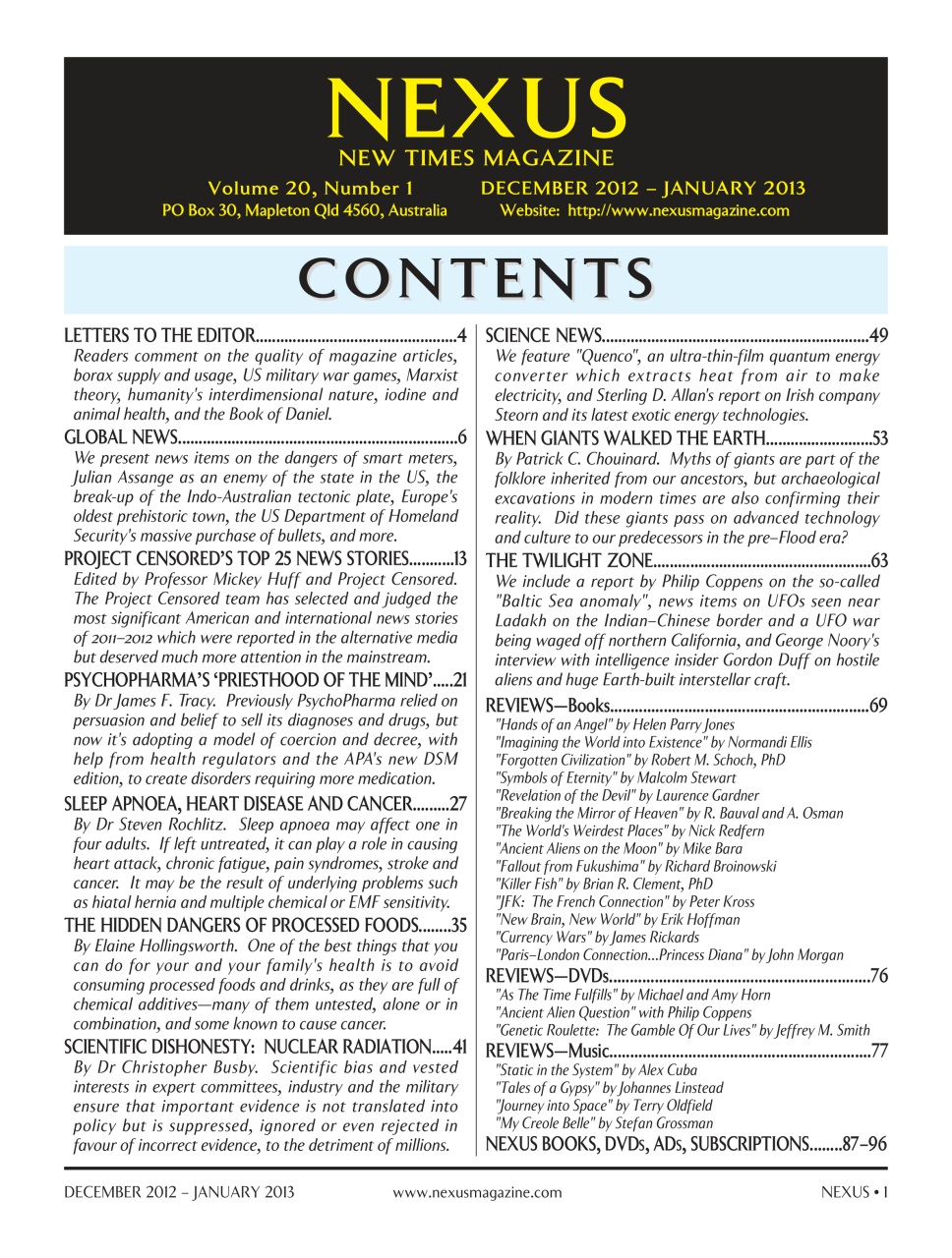 Nexus Magazine Preview Pages