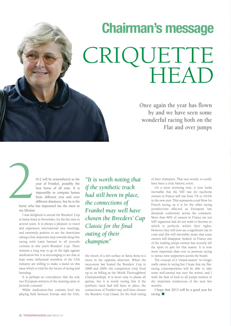 European Trainer Magazine - horse racing Preview Pages