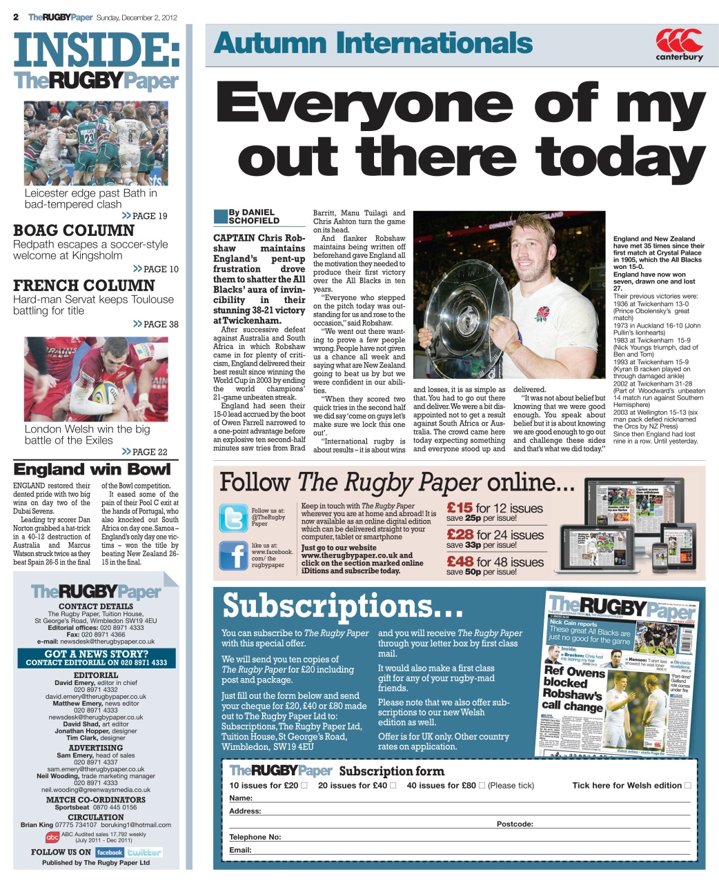 The Rugby Paper Preview Pages