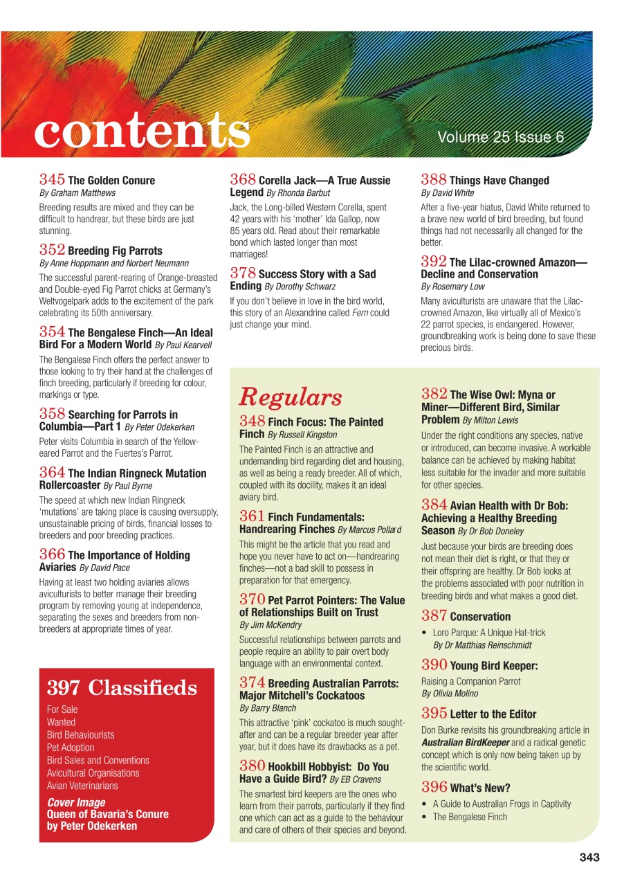 Australian Birdkeeper Magazine Preview Pages