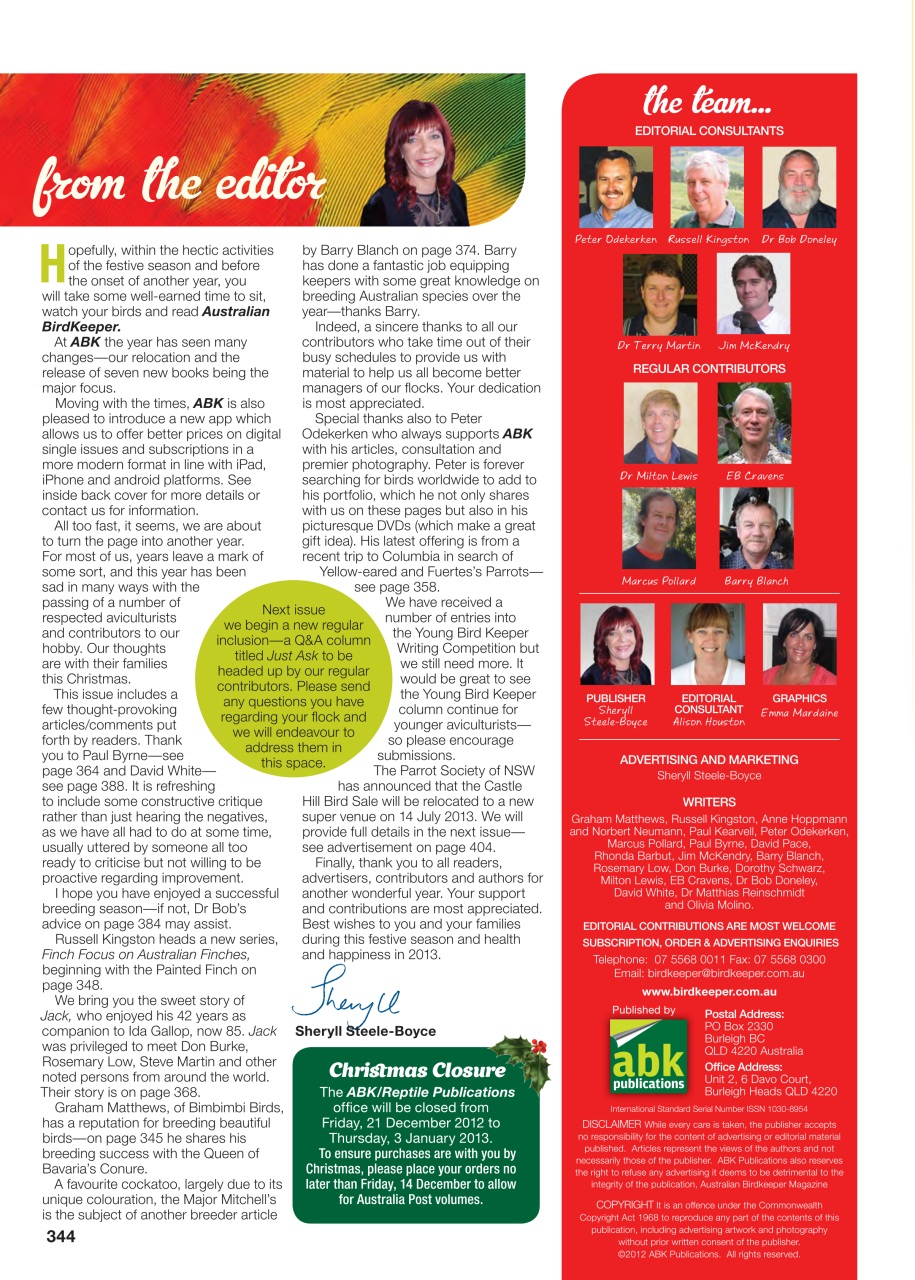 Australian Birdkeeper Magazine Preview Pages