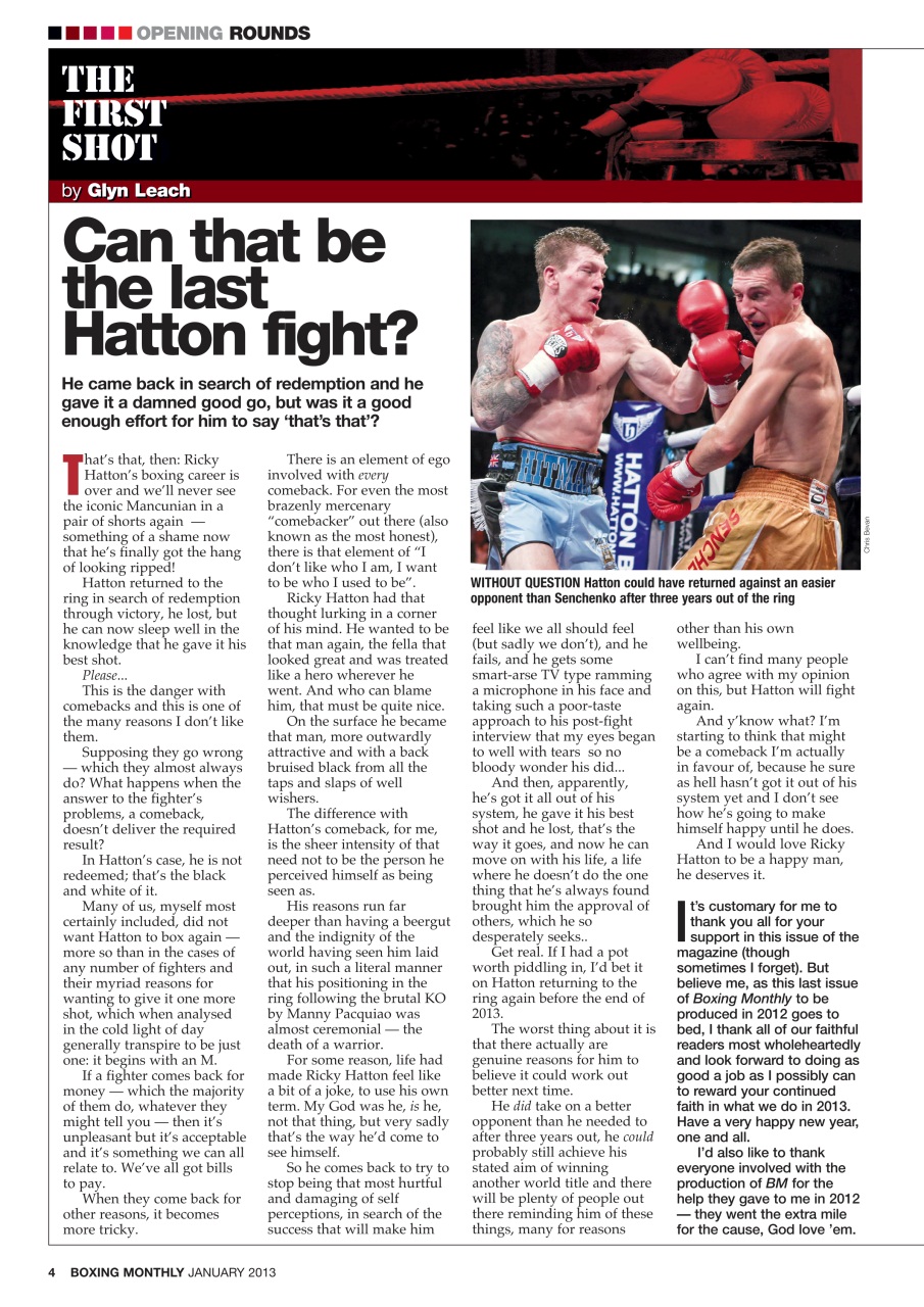 Boxing Monthly Preview Pages