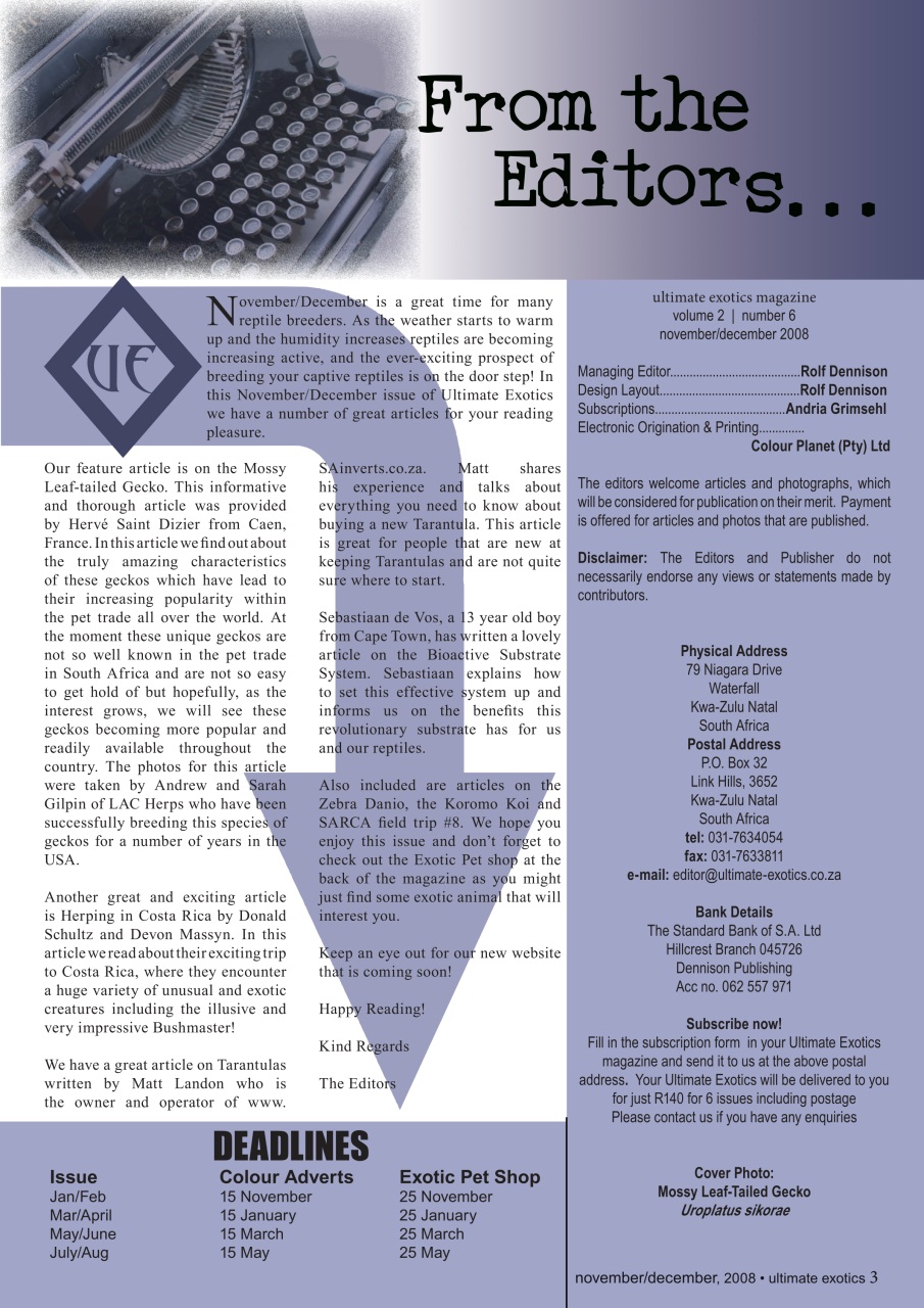 Ultimate Exotics Preview Pages