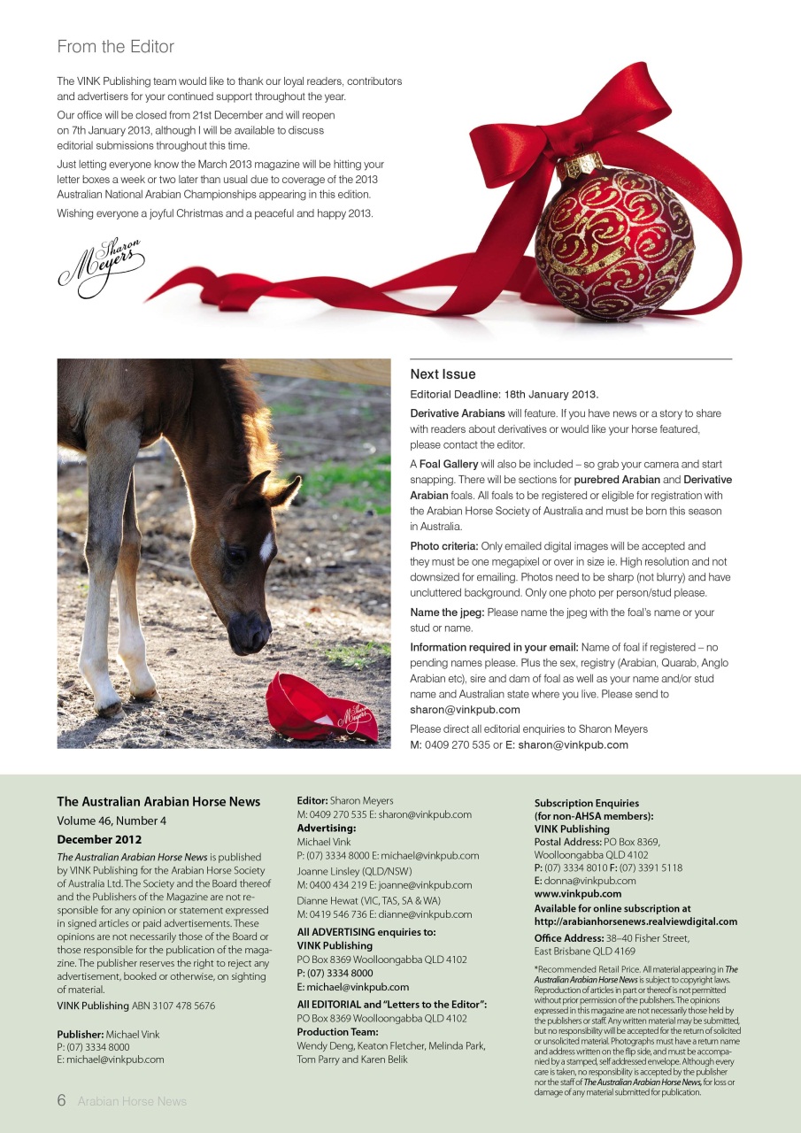 Australian Arabian Horse News Preview Pages